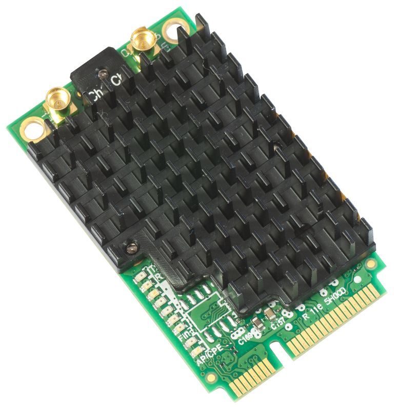 R11E-5HACD - R11E-5HACD-MIKROTIK-Tarjeta  Mini-PCI-Express inalámbrica de doble canal  en 5GHz a/n/ac, Hasta 27dBm de potencia. - Relematic.mx