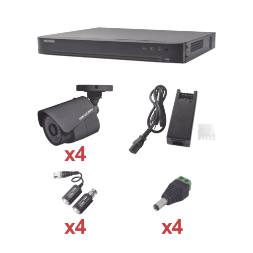 KH1080P4B - KH1080P4B-HIKVISION - KIT TurboHD 1080p / DVR 4 Canales / 4 Cámaras (exterior 2.8 mm) / Transceptores / Conectores / Fuente de Poder Profesional - Relematic.mx - KH1080P4B-h