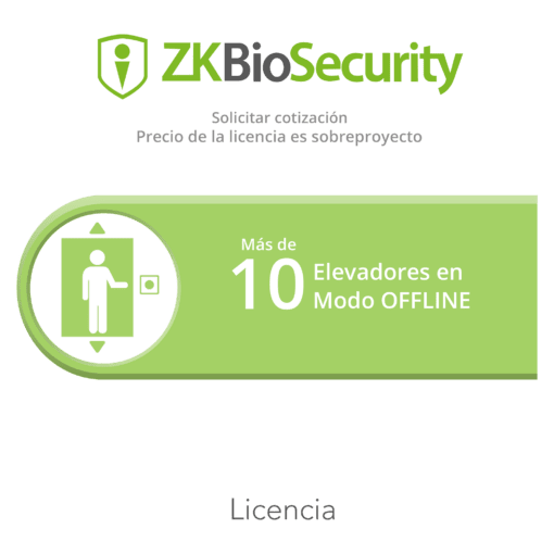 ZK-BS-ELE-OFFLINE-PRJ - ZK-BS-ELE-OFFLINE-PRJ-ZKTECO - Licencia para Zkbiosecurity para modulo de elevadores para mas de 10 elevadores en modo OFFLINE - Relematic.mx - ZKBSELEOFFLINEPRJ-h