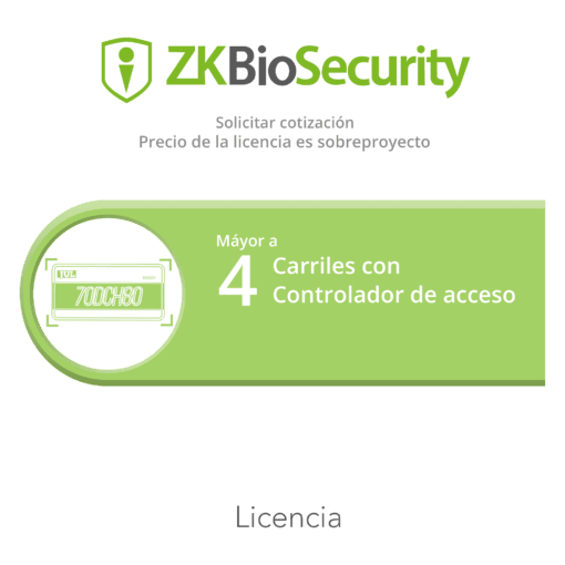 ZK-BS-PARK-AC-PRJ - ZK-BS-PARK-AC-PRJ-ZKTECO - Licencia para ZKBiosecurity para modulo de estacionamiento mayor a 4 carriles utilizando controlador de acceso - Relematic.mx - ZKBSPARKACPRJ-h