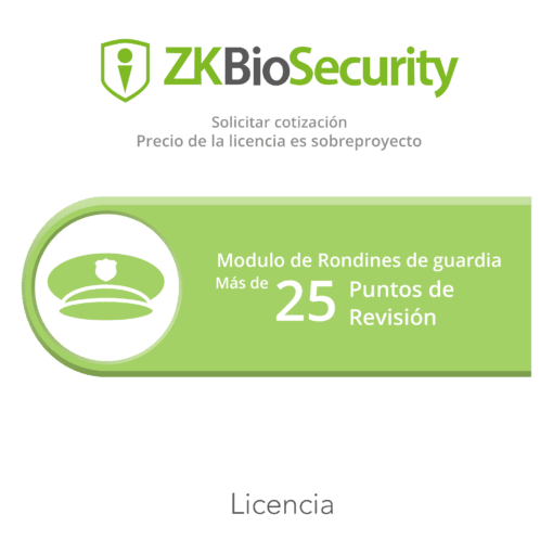 ZK-BS-PAT-PRJ - ZK-BS-PAT-PRJ-ZKTECO - Licencia para ZKBiosecurity para modulo de rondines de guardia para mas de 25 puntos de revision - Relematic.mx - ZKBSPATPRJ-h