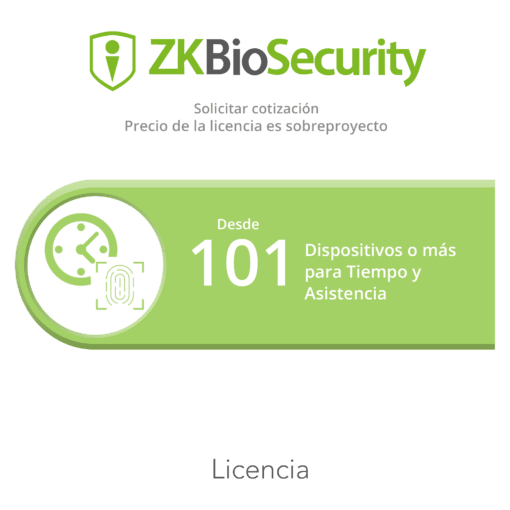 ZK-BS-TA-PRJ - ZK-BS-TA-PRJ-ZKTECO - Licencia para ZKBiosecurity permite gestionar desde 101 dispositivos para tiempo y asistencia o mas - Relematic.mx - ZKBSTAPRJ-h