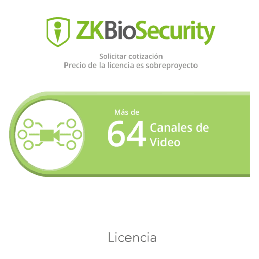 ZK-BS-VID-PRJ - ZK-BS-VID-PRJ-ZKTECO - Licencia para ZKBiosecurity para modulo de video para mas de 64 canales de video - Relematic.mx - ZKBSVIDPRJ-h