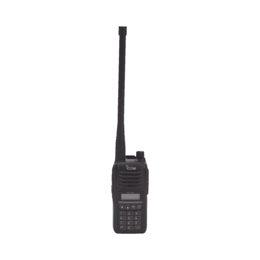 ICA16-ICOM-Radio Portátil Aéreo, rango de frecuencia 118-136.99166 MHz, 6W PEP, 200 canales alfanuméricos, pantalla de 8 caracteres, incluye bateria, cargador, antena y clip