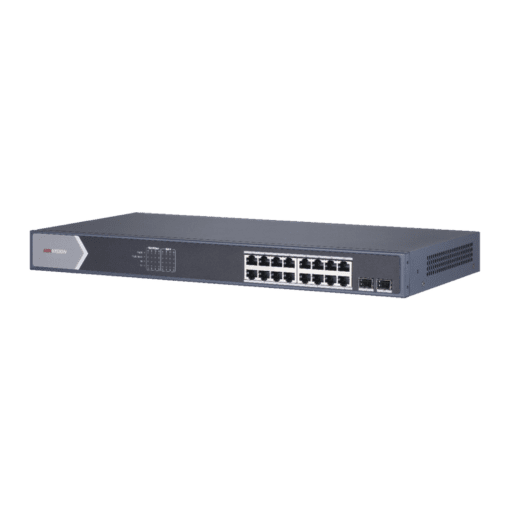 DS-3E1518P-EI/M-HIKVISION-Switch Gigabit PoE+ / Monitoreable / 16 Puertos 1000 Mbps PoE+ / 1 Puerto 1000 Mbps de Uplink / 1 Puerto SFP /  Configuración Remota desde Hik-PartnerPro / Modo Extendido hasta 300 Metros / 130 Watts