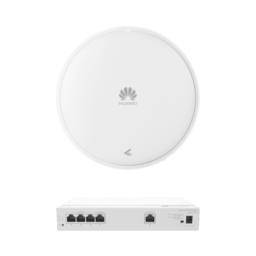 KIT380AP371-HUAWEI-Kit de Router Multi-Servicio / 1 puerto 10/100/1000 Mbps(WAN) / 4 puertos 10/100/1000 Mbps(LAN) PoE / 50W + Punto de Acceso Wi-Fi 7 / 3.57 Gbps / MU-MIMO 2x2 (2.4GH y 5GHz) / Smart Antenna más cobertura / Instalación en techo y pared