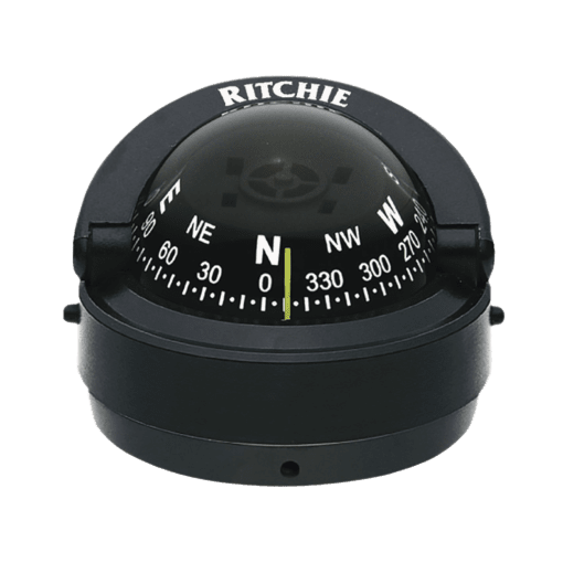 S-53-RITCHIE-Brújula serie Explorer en color negro para montaje en superficie, cuenta con iluminación nocturna color verde.